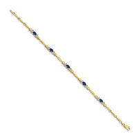Load image into Gallery viewer, 14k Complete Diamond and Oval Sapphire Heart Design 7 inch Bracelet
