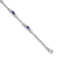 Load image into Gallery viewer, 14k White Gold Complete Diamond and Oval Tanzanite Heart Design 7 inch Bracelet
