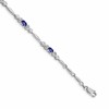 14k White Gold Complete Diamond and Oval Tanzanite Heart Design 7 inch Bracelet