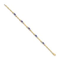 Load image into Gallery viewer, 14k Complete Diamond and Oval Tanzanite Heart Design 7 inch Bracelet
