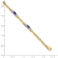 Load image into Gallery viewer, 14k Complete Diamond and Oval Tanzanite Heart Design 7 inch Bracelet
