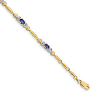 Load image into Gallery viewer, 14k Complete Diamond and Oval Tanzanite Heart Design 7 inch Bracelet
