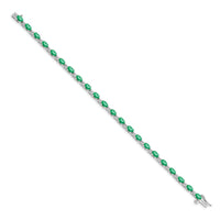 Load image into Gallery viewer, 14k White Gold Complete Diamond and Oval Emerald 7 inch Bracelet
