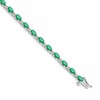 14k White Gold Complete Diamond and Oval Emerald 7 inch Bracelet