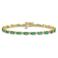 Load image into Gallery viewer, 14k Complete Diamond and Oval Emerald 7 inch Bracelet
