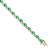 Load image into Gallery viewer, 14k Complete Diamond and Oval Emerald 7 inch Bracelet
