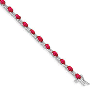 Load image into Gallery viewer, 10k White Gold Diamond and Ruby Bracelet
