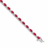 14k White Gold Complete Diamond and Oval Ruby 7 inch Bracelet