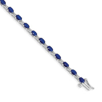Load image into Gallery viewer, 10k White Gold Diamond and Sapphire Bracelet
