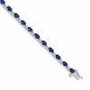 14k White Gold Complete Diamond and Oval Sapphire 7 inch Bracelet