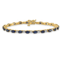 Load image into Gallery viewer, 14k Complete Diamond and Oval Sapphire 7 inch Bracelet
