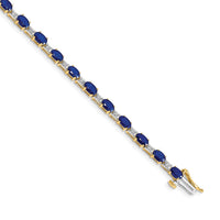 Load image into Gallery viewer, 14k Complete Diamond and Oval Sapphire 7 inch Bracelet
