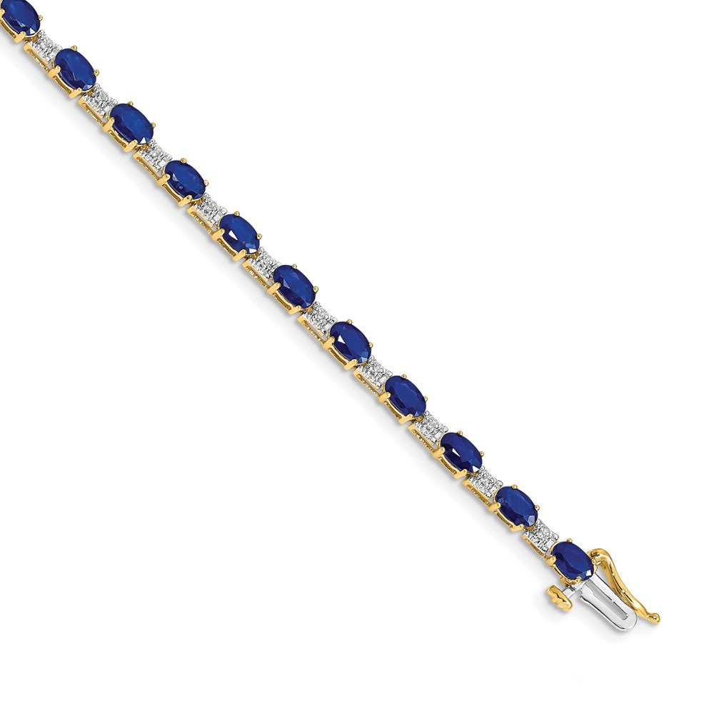 14k Complete Diamond and Oval Sapphire 7 inch Bracelet