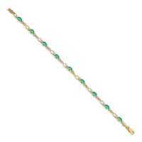 Load image into Gallery viewer, 14k Complete Diamond and Oval Emerald Open Link 7 inch Bracelet
