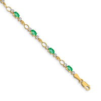 Load image into Gallery viewer, 14k Complete Diamond and Oval Emerald Open Link 7 inch Bracelet
