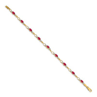 Load image into Gallery viewer, 14k Complete Diamond and Oval Ruby Open Link 7 inch Bracelet
