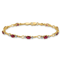 Load image into Gallery viewer, 14k Complete Diamond and Oval Ruby Open Link 7 inch Bracelet
