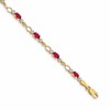 14k Complete Diamond and Oval Ruby Open Link 7 inch Bracelet