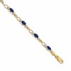 14k Complete Diamond and Oval Sapphire Open Link 7 inch Bracelet