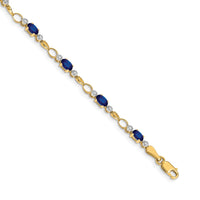 Load image into Gallery viewer, 14k Complete Diamond and Oval Sapphire Open Link 7 inch Bracelet
