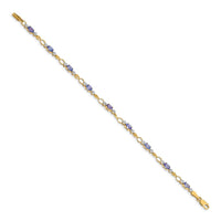 Load image into Gallery viewer, 14k Complete Diamond and Oval Tanzanite Open Link 7 inch Bracelet
