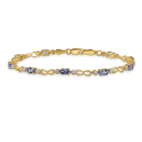Load image into Gallery viewer, 14k Complete Diamond and Oval Tanzanite Open Link 7 inch Bracelet
