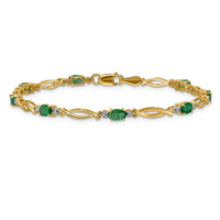 Load image into Gallery viewer, 14k White Gold Complete Diamond and Oval Emerald 7.25 inch Bracelet
