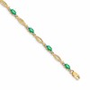 14k White Gold Complete Diamond and Oval Emerald 7.25 inch Bracelet