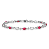 Load image into Gallery viewer, 14k White Gold Complete Diamond and Oval Ruby 7.25 inch Bracelet
