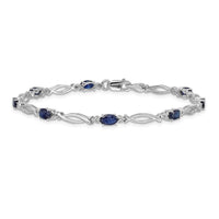 Load image into Gallery viewer, 10k White Gold Diamond and Sapphire Bracelet
