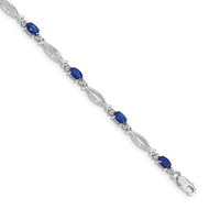 Load image into Gallery viewer, 14k White Gold Complete Diamond and Oval Sapphire 7.25 inch Bracelet
