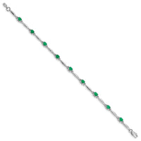 Load image into Gallery viewer, 10k White Gold Diamond and Emerald Bracelet
