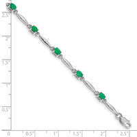 Load image into Gallery viewer, 10k White Gold Diamond and Emerald Bracelet
