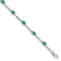 Load image into Gallery viewer, 10k White Gold Diamond and Emerald Bracelet
