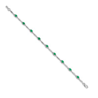 Load image into Gallery viewer, 14k White Gold Complete Diamond and Oval Emerald 7.25 inch Bracelet
