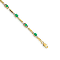 Load image into Gallery viewer, 14k Complete Diamond and Oval Emerald 7.25 inch Bracelet
