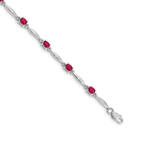 Load image into Gallery viewer, 10k White Gold Diamond and Ruby Bracelet
