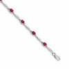 14k White Gold Complete Diamond and Oval Ruby 7.25 inch Bracelet