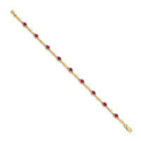 Load image into Gallery viewer, 14k Complete Diamond and Oval Ruby 7.25 inch Bracelet
