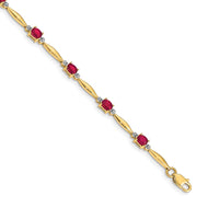 Load image into Gallery viewer, 14k Complete Diamond and Oval Ruby 7.25 inch Bracelet
