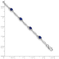 Load image into Gallery viewer, 10k White Gold Diamond and Sapphire Bracelet
