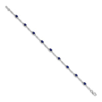 Load image into Gallery viewer, 14k White Gold Complete Diamond and Oval Sapphire 7.25 inch Bracelet
