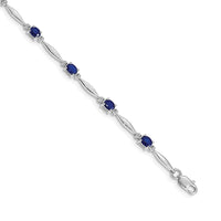 Load image into Gallery viewer, 14k White Gold Complete Diamond and Oval Sapphire 7.25 inch Bracelet
