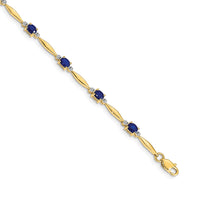 Load image into Gallery viewer, 14k Complete Diamond and Oval Sapphire 7.25 inch Bracelet
