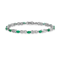 Load image into Gallery viewer, 14k White Gold Complete Diamond and Oval Emerald Infinity 7.25 inch Bracelet
