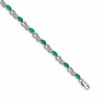 14k White Gold Complete Diamond and Oval Emerald Infinity 7.25 inch Bracelet