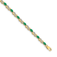 Load image into Gallery viewer, 14k Complete Diamond and Oval Emerald Infinity 7.25 inch Bracelet

