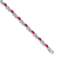 Load image into Gallery viewer, 10k White Gold Diamond and Ruby Infinity Bracelet
