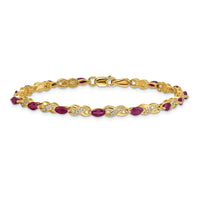 Load image into Gallery viewer, 14k Complete Diamond and Oval Ruby Infinity 7.25 inch Bracelet
