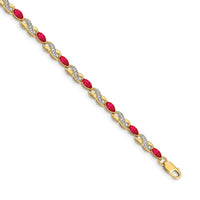 Load image into Gallery viewer, 14k Complete Diamond and Oval Ruby Infinity 7.25 inch Bracelet
